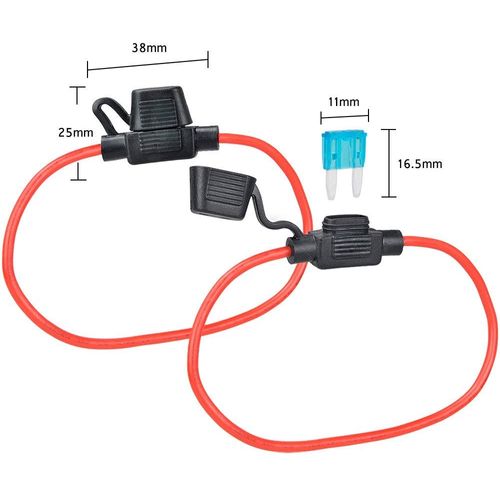 GTIWUNG (Small) Splashproof Flat Fuse Holder with Cord Fuse Cap Fuse Box Fuse Holder 32V 20A Waterproof