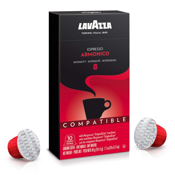 Lavazza Armonico Dark Roast Coffee Capsules Compatible with Nespresso Original Machines ,Value Pack, Blended and roasted in Italy, with full bodied Flavor and Notes, 10 Count (Pack of 6)