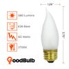 GoodBulb 25 Watt Flame Tip Light Bulbs | CA10 Frosted Finish Medium E26 Base 2700K Soft White EFF | Dimmable 25W 175 Lumens | Decorative Chandelier Bulbs | Incandescent (Pack of 12)