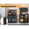 Metal Workshop Shelving Work Bench Garage Tool Storage Shelves W/Pegboard Wheels