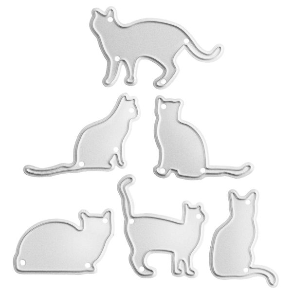 OOTSR 6PCS Katze Stanzschablonen, Embossing Machine Prägeschablonen, Metall Prägeschablonen Stanzformen Schneiden für DIY Karte Sammelalbum Scrapbooking Fotoalbum Deko Cutting Dies