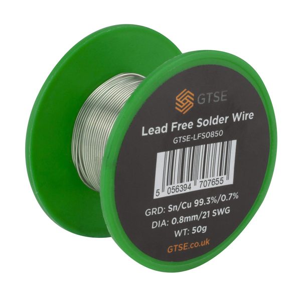 GTSE Solder Wire 0.8mm, Lead Free Sn99.3 Cu0.7, Rosin Flux Core for Electrical Soldering, 50g