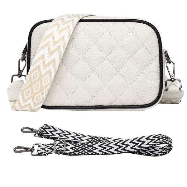 Lishang Crossbody Bag Damen Breiter Gurt Leder Umhängetasche Brusttasche Damen Handtasche Moderne Taschen mit 2 Breitem Schultergurt Abnehmbar für Jeden Anlass