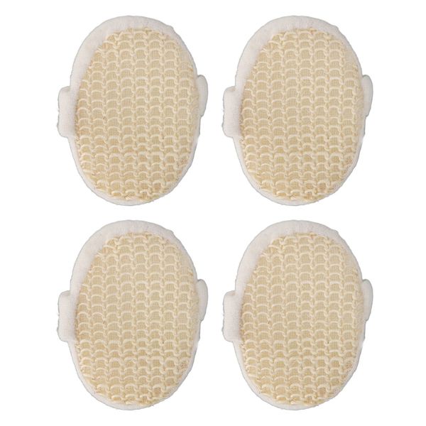 Sisal Bath Sponge，4Pcs Exfoliating Shower Sponge, Easy Cleaning Quick Drying Exquisite Body Scrubber