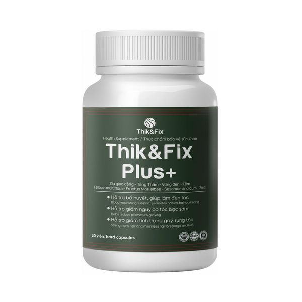 Thik&Fix Plus Natural Hair Nutrition Supplement for Men & Women with Natural Herbs, Vitamin E B5, Zinc, Potent Formula for Greying Thinning Hair, Grow Healthy Hair - 30 Capsules (Capsule)