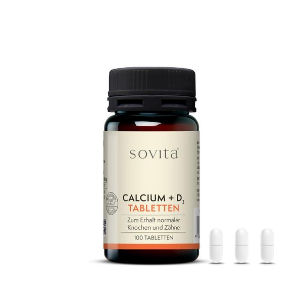 sovita Calcium + D3 | 100 Tablets for Bone & Dental Health | With 800 mg Calcium & 5 µg Vitamin D3 per Daily Dose | Supports Muscles, Nerves & Immune System | Dietary Supplement