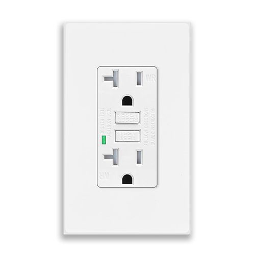 GREENCYCLE 1PK 20 Amp GFCI Outlet, Weather Resistant with LED Indicator, Decorative Wall Plates, Screws Included, Residential and Commercial Grade, ETL Certified, Glossy White