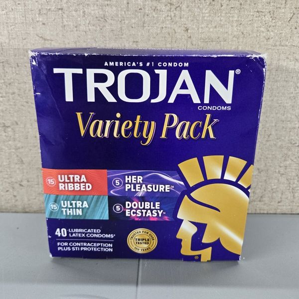 Trojan Pleasure Pack Variety Pack Lubricated Latex Condoms 40 Ct NEW Exp 01/2026