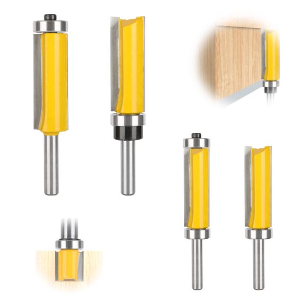 4 Stück Bündigfräser 8mm Schaft, Bündigfräser Kugellager Oben, Schneiden Durchmesser Holz Fräser Router Bit Oberfräser, für Holzbearbeitung, Top/Bottom Bearing Flush Trim Bit Holzbearbeitung (4)