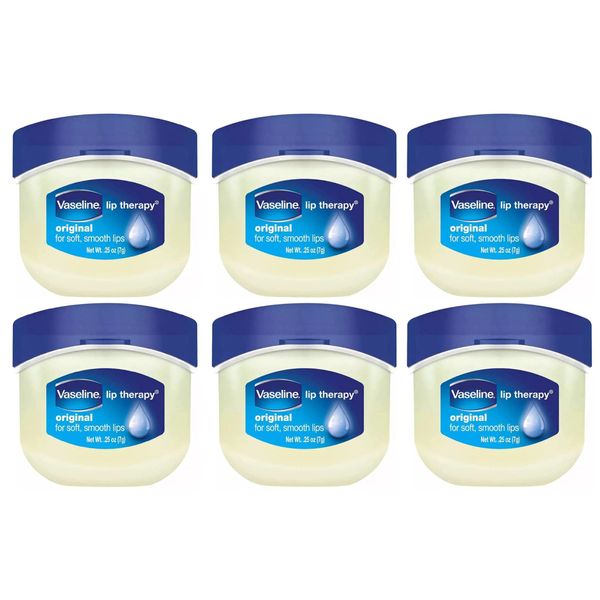 Vaseline Lip Therapy Lip Balm Mini, Original, 0.25 oz, Pack of 6