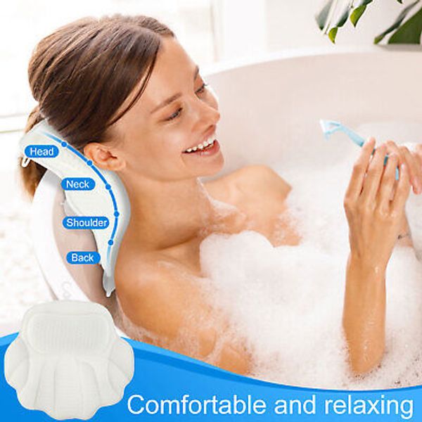 Bath Pillow with 6 Powerful Suction Cups 4D Breathable Mesh Bathtub Spa teDUZ