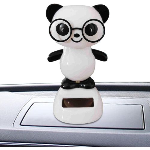 Junfamilee Black and White Solar Dancing Panda Bear Dancing, Car Dashboard Ornament, Dancing Animal Figurine for Car Interior Home Desk Decorations Solar Power Kits,Car Accessories Decoration