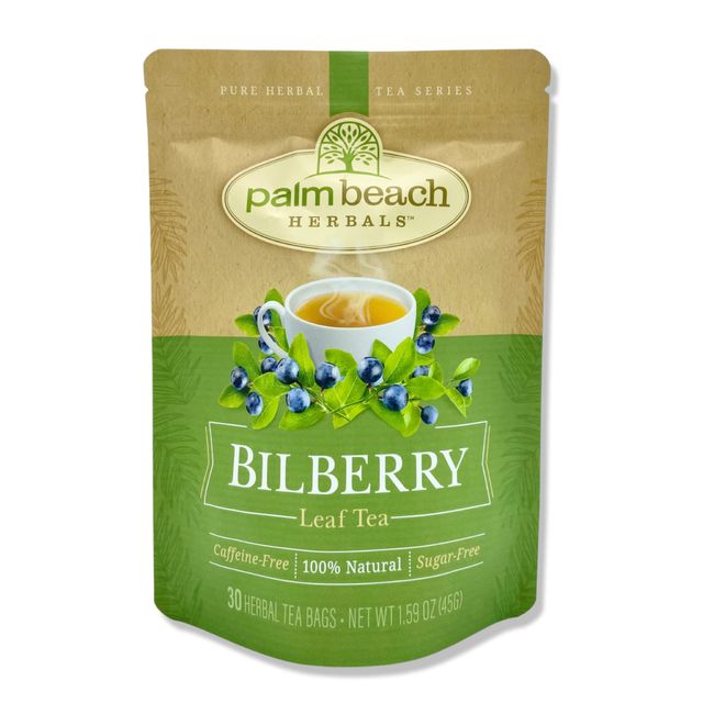 Bilberry Leaf Tea - Pure Herbal Tea Series by Palm Beach Herbals (30ct) [Packaging May Vary]