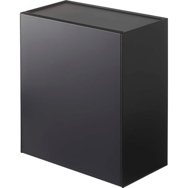 Yamazaki 5430 Gypsum Board Tweezers & Wood Screws Included Wall Toilet Pot & Storage Case, Black, Approx. W 8.1 x D 4.8 x H 9.4 inches (20.5 x 12.2 x 24 cm), Tower Flap Type, Small Storage Bin