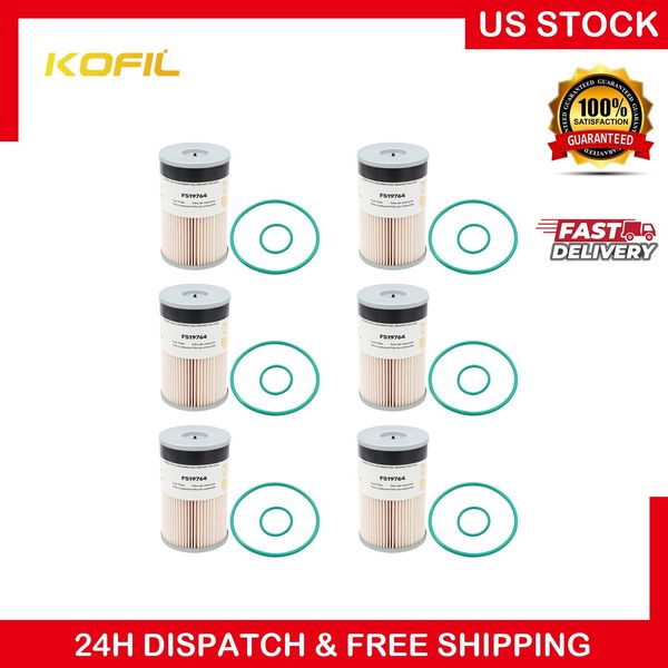 6 Pack FS19764 For Fleetguard Cummins Fuel Filter / Water Separator