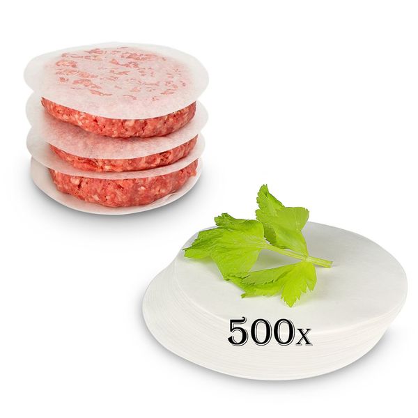 Belmalia ► 500 Sheets ◄ of Parchment Paper, Round Baking Paper for Perfect Burgers, Hamburgers, Cheeseburgers, Patties, Meatballs, Frying pan, Barbecue, Non-Stick, Greaseproof, 11cm