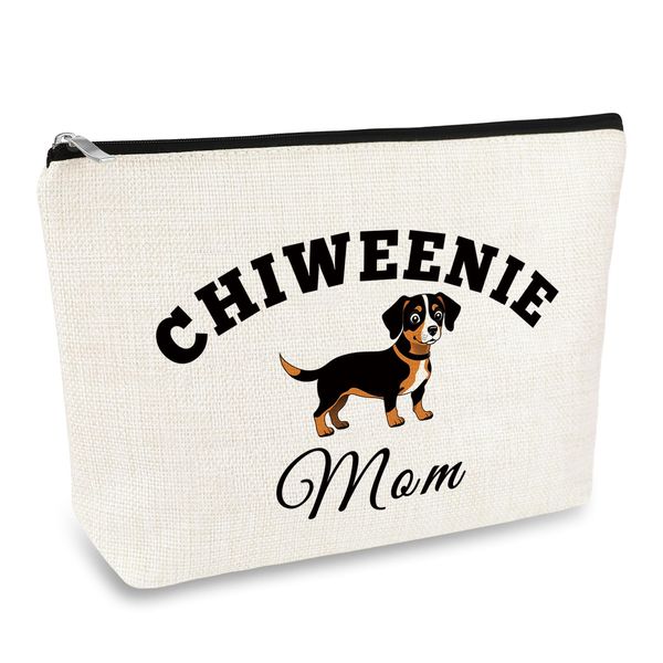 Chiweenie Dog Lover Gift Makeup Bag Chiweenie Mom Gift Dog Owners Gift Dog Lover Gifts Cosmetic Bag Pet Owner Gift for Women Dog Mom Gifts Birthday Christmas Mother's Day Gifts for Her Travel Pouch