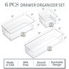 Clear Plastic Vanity and Desk Drawer Organizers | 6 Piece Set
