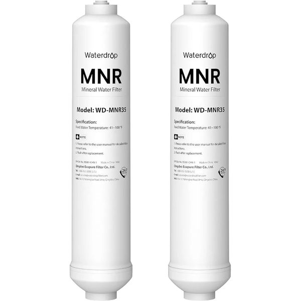 Waterdrop Remineralization Inline Water Filter, 1/4” Quick Connect Post, 2-Pack