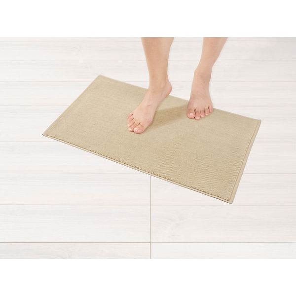 American Soft Linen Bath Rug, 17 in 24 in 100% Cotton Bath Mats Rugs for Bathroom, Non Slip Washable Shaggy Form Area Rugs, Beige Bath Rug