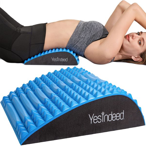 YESINDEED Back Stretcher Pillow – Refresh Back Stretcher for Lower Back Pain Relief, Lumbar Support, Spinal Stenosis, Posture Corrector, Neck & Back Stretcher, Sciatica, Herniated Disc Relief, Blue