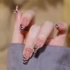 24 spotted horse pattern and crystal French style square long fake nail