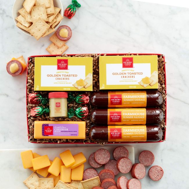  Hickory Farms Summer Sausage and Cheese Gift Box : Grocery &  Gourmet Food