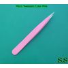 QUALITY MICRO EYEBROW TWEEZERS 3.5" FINE POINT COLOR PINK