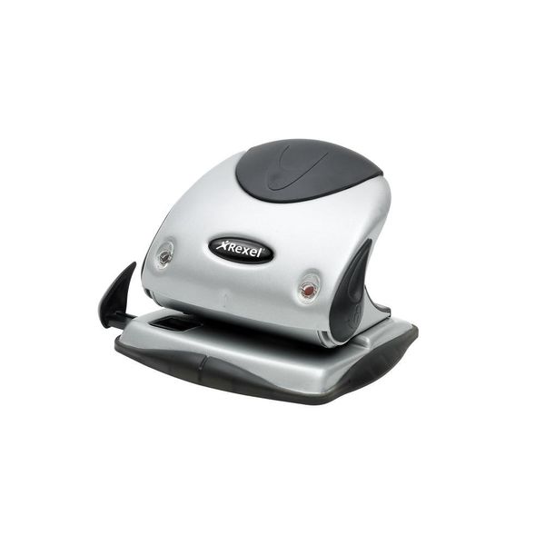 Rexel Precision 225 2 Hole Punch, 25 Sheet Capacity, Paper Alignment Indicator, Metal, Silver/Black, 2100743