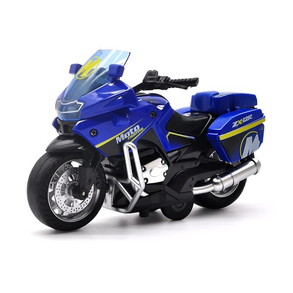 CYYSFIVQZ Toy Motorcycle Model - Pull Back Vehicles with Sounds and Lights, Motorcycle Toys for Kids 3-9, for Youngsters who are into Collectible Scaled Cars and Motorcycles (Blue)