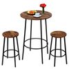 Round Pub Dining Set 3-Piece Small Kitchen Table Set w/Counter Height Bar Stools