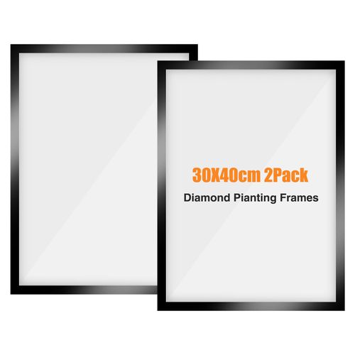 NAIMOER 2Pack Diamond Painting Frames, Frames for 12x16in/30x40cm Diamond Art Canvas, Magnetic Diamond Painting Frame Self-Adhesive, Diamond Art Frames for Wall Window Door (Black)