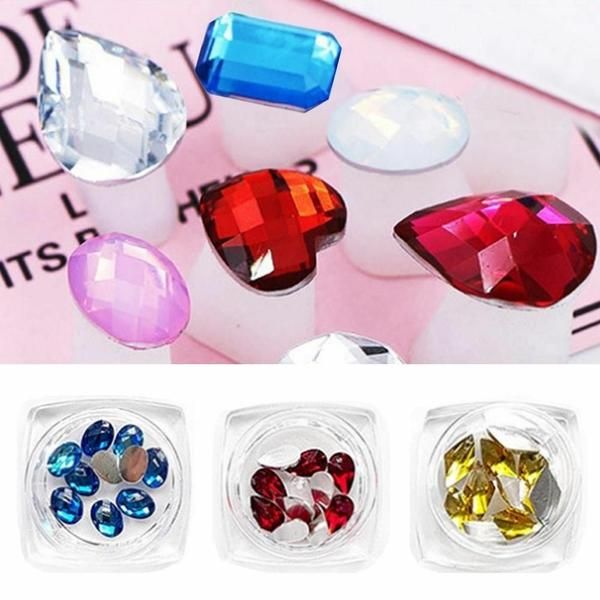 Nail Art Polygonal Wang Stone 10 Pieces Set 2 Elliptical Water Drop DIA (W913D6C)