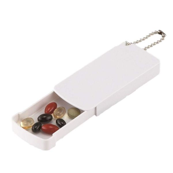 Pill Case, Sliding Type, Portable, Medicine Holder, Ball Chain, Convenient to Carry, Supplement Case, Medicine Case, Small, Made in Japan