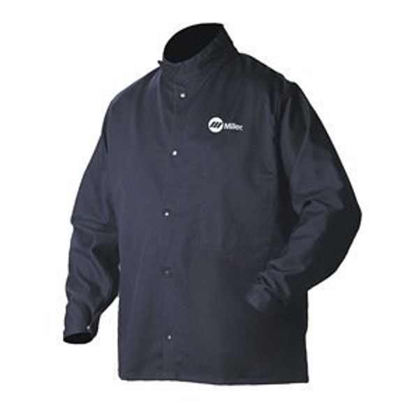 Welding Jacket, Navy, Cotton/Nylon, 2XL