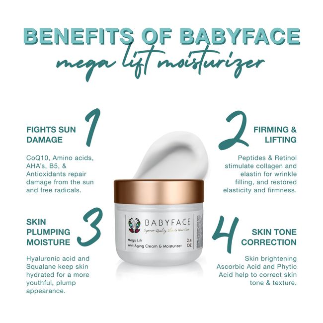 Babyface MEGA LIFT Peptide Wrinkle Cream Moisturizer Anti-Aging Skin Firming