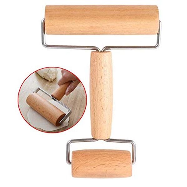 TIJAR Roller Pizza Baking Roller Wood Wooden Roller Home Non Stick Wooden Roller Wood Handle Rolling Pin for Kitchen Pizza Baking Dough