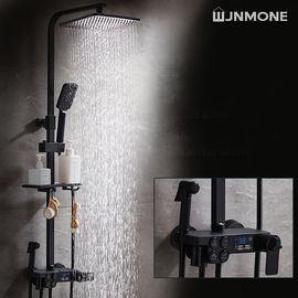 Black Gold Faucet Shower System Bathroom Toilet Rack Thermostatic Big Shower  Faucet Set Copper