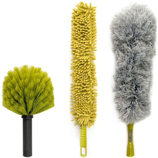 DocaPole Dusting Attachments, 3 Piece Kit (Cobweb, Microfiber Feather, and Ceiling Fan Duster)