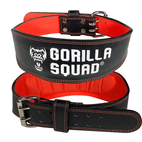 Gorilla Squad Inner Color Training Belt, Leather, Muscle Training Power Belt (L, Orange)