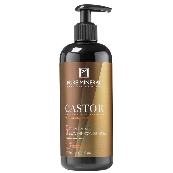 Pure Mineral - Castor Oil Leave-In Conditioner - Strengthens & Hydrates - For Fragile Hair - Omega-9 - Sulfate-Free, Paraben-Free, Petrolatum-Free - 350ml