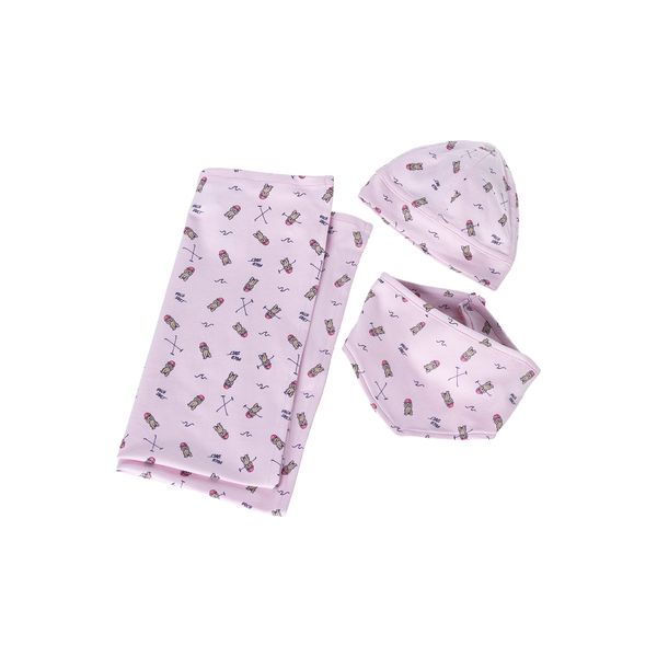 Polo Sylt Burp Cloth, Hat and Neckerchief Accessory Set, 2818 Light Pink/Brown