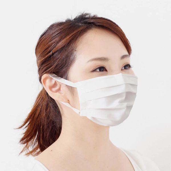 Tuyon T-94WHM UV Protection Mask, Pleated Type, Pack of 2, Reusable, Wrinkle Resistant Even After Washing, UV Protection, 94% Shielding Rate, Made in Japan, Made in Japan, Fabric, White