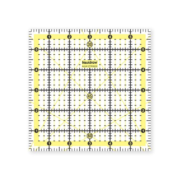 Liquidraw Square Quilting Ruler, Acrylic Quilting Square Template, Imperial 6" x 6"