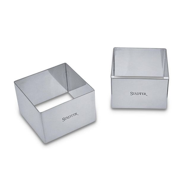 Städter Quadrat-Set Dessertform, Edelstahl, Silber, 6x6x4 cm