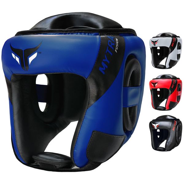 Mytra Fusion AD Head Guard Boxing Headgear MMA Head Guard Martial Arts headgear for Protection & Training (Black/Blue, L/XL)