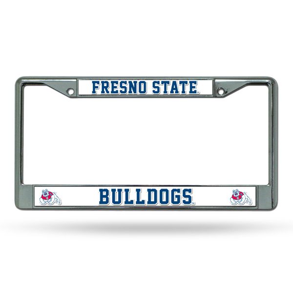 Rico Industries NCAA Fresno State Bulldogs Standard Chrome License Plate Frame Team Color, 6 x 12.25-"