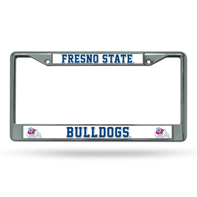 Rico Industries NCAA Fresno State Bulldogs Standard Chrome License Plate Frame Team Color, 6 x 12.25-"