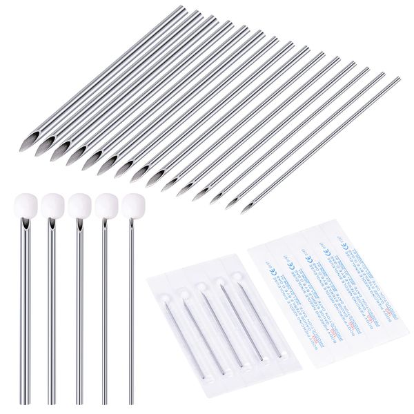 50PCS Mixed Body Piercing Needles,12G 14G 16G 18G 20G Sterilized Stainless Steel Ear Nose Piercing Needles For All Body Piercing