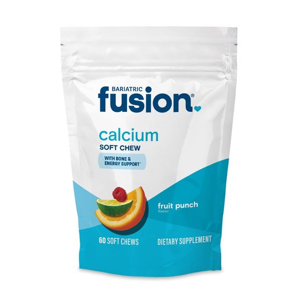 Bariatric Fusion Calcium Citrate & Energy Soft Chew Bariatric Vitamin | Fruit Punch | Sugar Free | Bariatric Surgery Patients Including Gastric Bypass and Sleeve Gastrectomy | 60 Count